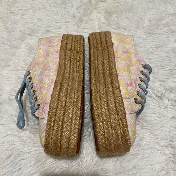 Superga x LoveShackFancy Platform Sneaker Slides in Floral Pink Yellow Size 37 - Picture 2 of 6